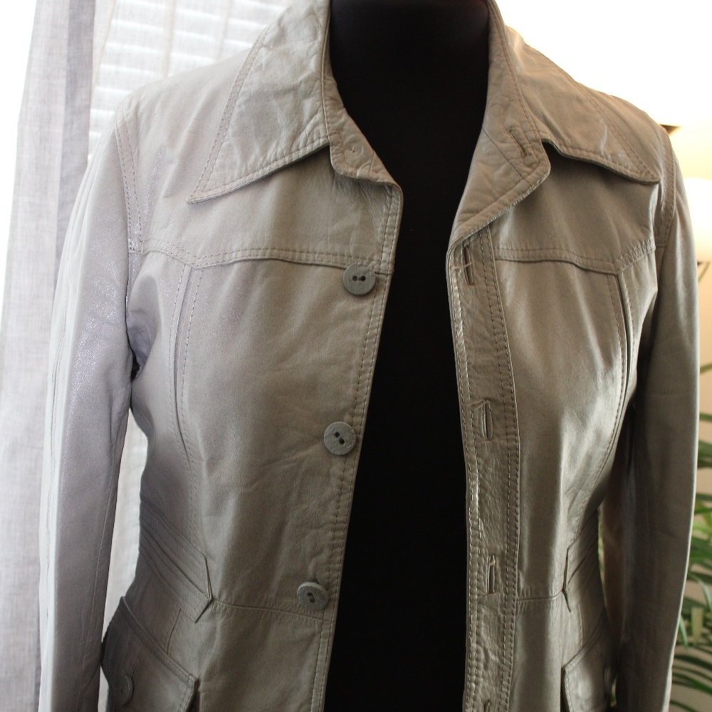 VINTAGE FI GRAYISH TONE LEATHER JACKET